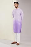 Buy_Kasbah_Purple Silk Embroidered Mirror Ombre Kurta _at_Aza_Fashions