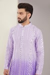 Kasbah_Purple Silk Embroidered Mirror Ombre Kurta _Online_at_Aza_Fashions