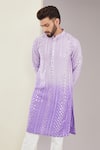 Buy_Kasbah_Purple Silk Embroidered Mirror Ombre Kurta _Online_at_Aza_Fashions