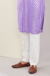 Shop_Kasbah_Purple Silk Embroidered Mirror Ombre Kurta _Online_at_Aza_Fashions