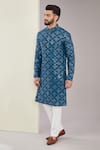 Buy_Kasbah_Blue Silk Embroidered Mirror Thread And Kurta Set _at_Aza_Fashions