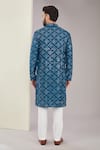 Shop_Kasbah_Blue Silk Embroidered Mirror Thread And Kurta Set _at_Aza_Fashions