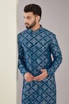 Kasbah_Blue Silk Embroidered Mirror Thread And Kurta Set _Online_at_Aza_Fashions