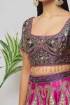 Samyukta Singhania_Pink Silk, Net Embroidery, Tassels, Pearls, Mirrors Floral Bridal Lehenga Set_Online_at_Aza_Fashions
