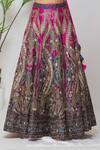 Buy_Samyukta Singhania_Pink Silk, Net Embroidery, Tassels, Pearls, Mirrors Floral Bridal Lehenga Set_Online_at_Aza_Fashions