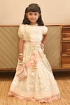 Buy_FAYON KIDS_Off White Choli Georgette Embroidery Gota Thread Work Lehenga Set_at_Aza_Fashions