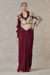 Buy_Masaba_Purple Blazer And Top Textured Knit Embroidered Dori Son Chidiya Skirt Set _at_Aza_Fashions