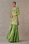 Buy_Masaba_Green Kurta And Sharara Raw Silk Printed & Embroidered Narangi Bagh Set _Online_at_Aza_Fashions