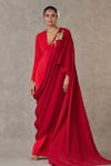Buy_Masaba_Red Heavy Crepe Embroidered Dori And Sitara Work Son Chidiya Draped Saree Gown_Online_at_Aza_Fashions
