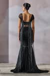 Shop_Tarun Tahiliani_Black Crinkle Net Embellished Crystal Sweetheart Neck Fluted Gown _at_Aza_Fashions