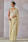 Buy_Tarun Tahiliani_Green Blouse Soft Net Embroidery Scallop Border Embellished Draped Saree With_at_Aza_Fashions