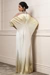 Shop_Tarun Tahiliani_Gold Crinkle Embellished Metallic Stud Round Ombre Draped Dress_at_Aza_Fashions