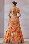 Shop_Tarun Tahiliani_Multi Color Lehenga  Sheer Silk Printed And Hand Embroidered Pleated Set _at_Aza_Fashions