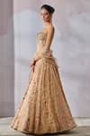 Buy_Tarun Tahiliani_Beige Lehenga And Blouse Organza Embroidered Thread Notched Floral Bridal Set_Online_at_Aza_Fashions