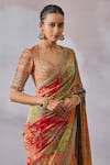 Buy_Tarun Tahiliani_Multi Color Saree  Silk Chanderi Printed And Hand With Blouse _Online_at_Aza_Fashions