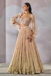 Buy_Tarun Tahiliani_Pink Lehenga And Bustier Soft Net Hand Embroidered Victorian Ombre Bridal Set _at_Aza_Fashions