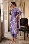 Buy_Midushi Bajoria_Purple Pure Zari Silk Tissue Embroidered Pearl Floral Wreath Kurta Pant Set _Online_at_Aza_Fashions