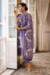 Shop_Midushi Bajoria_Purple Pure Zari Silk Tissue Embroidered Pearl Floral Wreath Kurta Pant Set _Online_at_Aza_Fashions