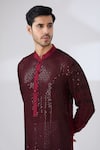 Buy_Rabani & Rakha_Maroon Georgette Embroidered Sequin Thread And Kurta & Pant Set  _Online_at_Aza_Fashions