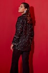 Buy_Studio22 by Pulkita Arora Bajaj_Black Tweed Embellished Sequin Plunge V Neck Jacket And Pant Set _Online_at_Aza_Fashions