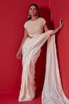 Studio22 by Pulkita Arora Bajaj_Off White Silk Embellished Pearl Round Pre-draped Saree With Blouse _at_Aza_Fashions