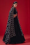 Studio22 by Pulkita Arora Bajaj_Black Velvet Embellished Pearl Round Lehenga Set With Spherical Shawl _at_Aza_Fashions