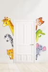 Buy_My Kids Wall_Multi Color Vinyl Sticker Print Peeping Animals Door Edge Wall 6 Pcs Set_at_Aza_Fashions