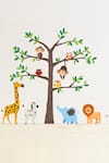 Buy_My Kids Wall_Multi Color Vinyl Sticker Print Safari Tree Cute Animals Wall 10 Pcs Set _at_Aza_Fashions