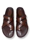 Buy_Dmodot_Brown Plain Pelle Corko Leather Strappy Sandals_at_Aza_Fashions