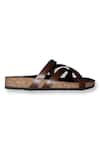 Shop_Dmodot_Brown Plain Pelle Corko Leather Strappy Sandals_at_Aza_Fashions