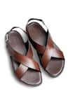 Buy_Dmodot_Brown Plain Pelle Tannino Leather Sandals _at_Aza_Fashions