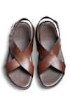 Shop_Dmodot_Brown Plain Pelle Tannino Leather Sandals _at_Aza_Fashions