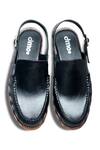 Shop_Dmodot_Black Plain Pesha Mocasso Leather Sandals _at_Aza_Fashions
