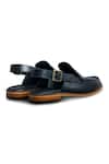 Buy_Dmodot_Black Plain Pesha Mocasso Leather Sandals _Online_at_Aza_Fashions