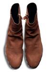 Shop_Dmodot_Brown Plain Sprazzo Pleated Chelsea Boots _at_Aza_Fashions