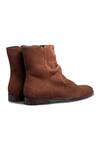 Dmodot_Brown Plain Sprazzo Pleated Chelsea Boots _Online_at_Aza_Fashions