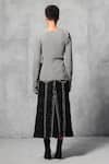 Shop_Mellowdrama_Grey 100% Cotton Embroidery Metallic Quad Round Studded Sweater _at_Aza_Fashions