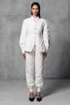 Buy_Mellowdrama_White 100% Cotton Quilted Collar Jacket With Joggers _at_Aza_Fashions