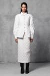 Shop_Mellowdrama_White 100% Cotton Quilted Collar Jacket With Skirt _Online_at_Aza_Fashions