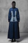 Shop_Mellowdrama_Blue 100% Cotton Denim Color Panelled Mix And Match Crop Jacket With Maxi Skirt _at_Aza_Fashions