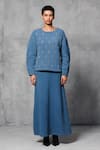 Buy_Mellowdrama_Blue 100% Cotton Embellished Swarovski Stones Oversized Sweatshirt _at_Aza_Fashions