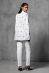 Shop_Mellowdrama_White 100% Cotton Embellished Swarovski Lapel Collar Blazer With Pant _at_Aza_Fashions