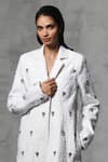 Buy_Mellowdrama_White 100% Cotton Embellished Swarovski Lapel Collar Blazer With Pant _Online_at_Aza_Fashions