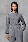 Buy_Mellowdrama_Grey 100% Cotton Terry Embellished Studs Round Neck Sweatshirt With Track Pant _Online_at_Aza_Fashions