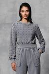 Buy_Mellowdrama_Grey 100% Cotton Terry Embellished Studs Round Neck Sweatshirt _at_Aza_Fashions