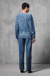 Shop_Mellowdrama_Blue 100% Cotton Terry Patch Work Square Round Neck Sweatshirt _at_Aza_Fashions