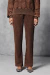 Mellowdrama_Brown 100% Cotton Terry Patch Work Square Round Full Sleeve Sweatshirt With Pant _Online_at_Aza_Fashions