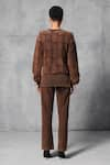 Shop_Mellowdrama_Brown 100% Cotton Terry Patch Work Square Round Full Sleeve Sweatshirt With Pant _at_Aza_Fashions