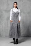 Buy_Mellowdrama_Grey 100% Cotton Plain Sweetheart Neck Overdyed Distressed Dress _at_Aza_Fashions