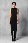 Buy_Mellowdrama_Black 100% Cotton Placement Embellished Studs Round Neck Studded Sweater Dress _at_Aza_Fashions